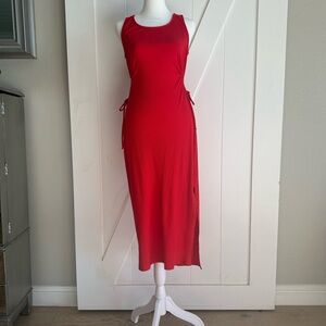 Red Evening Summer Party Dress with Slit!
